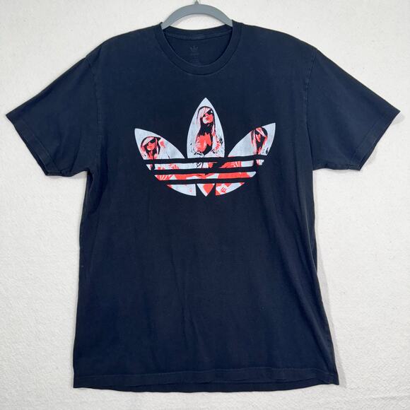 Adidas Originals Black Short Sleeve Y2K Graphic Tree Foil T-Shirt Size Large - Picture 1 of 4